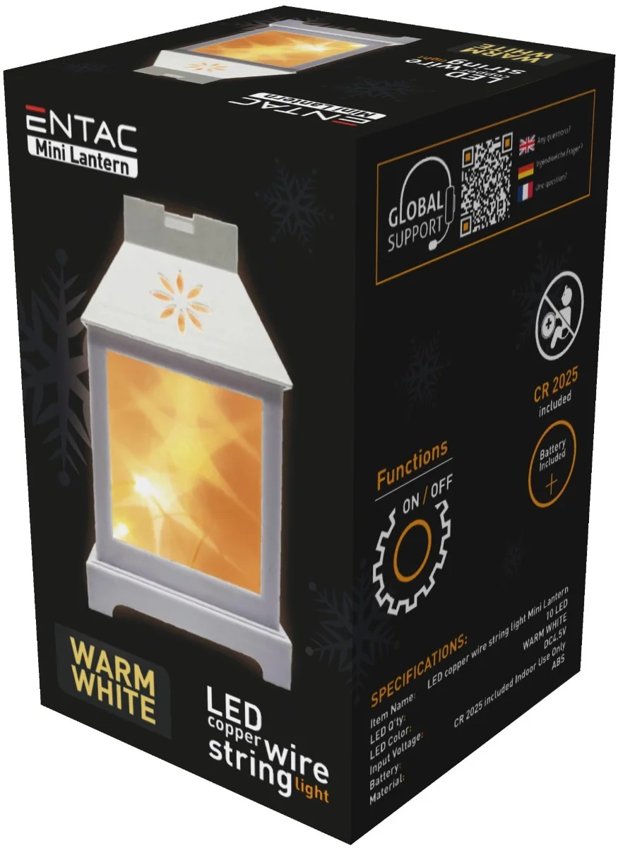 Φωτογραφία προϊόντος: Entac LED Mini Χάλκινο Φανάρι Λευκό 12cm
