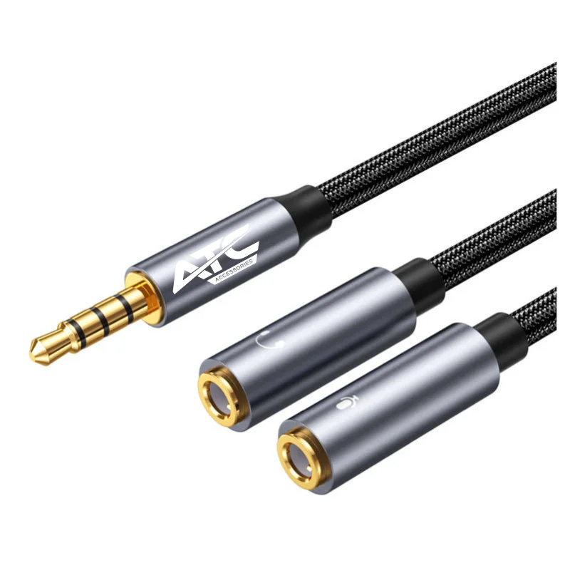 Φωτογραφία προϊόντος: Μετατροπέας ATC HQ 3.5mm 4PIN Θηλ. Σε 2x 3.5mm 0.35m