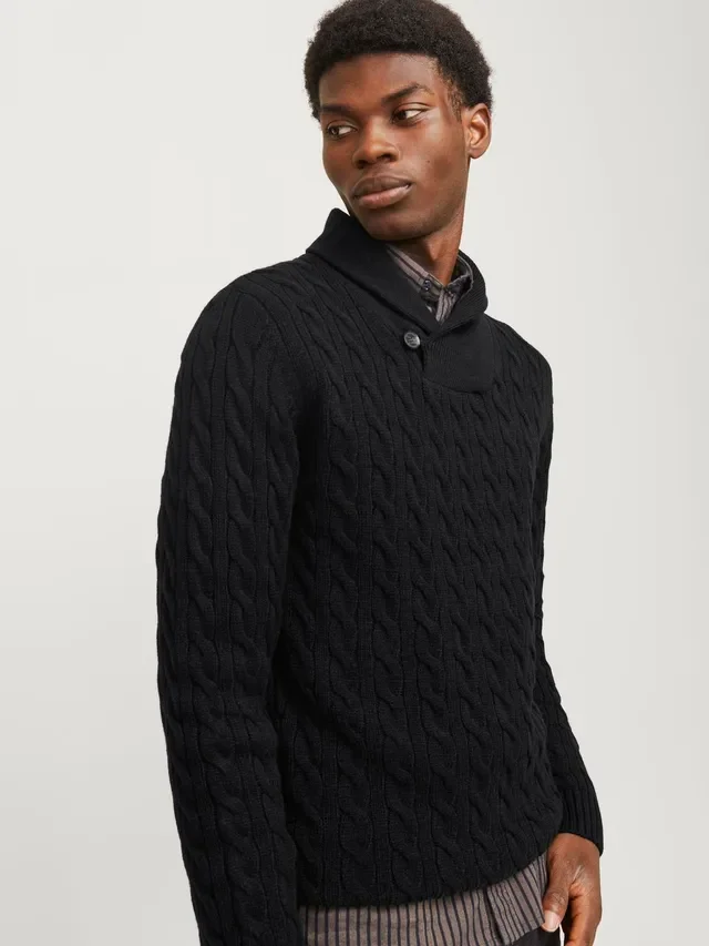 Φωτογραφία προϊόντος: jack and jones JACK+JONES JPRBLUCRASH KNIT SHAWL NECK 12259704(BLACK)