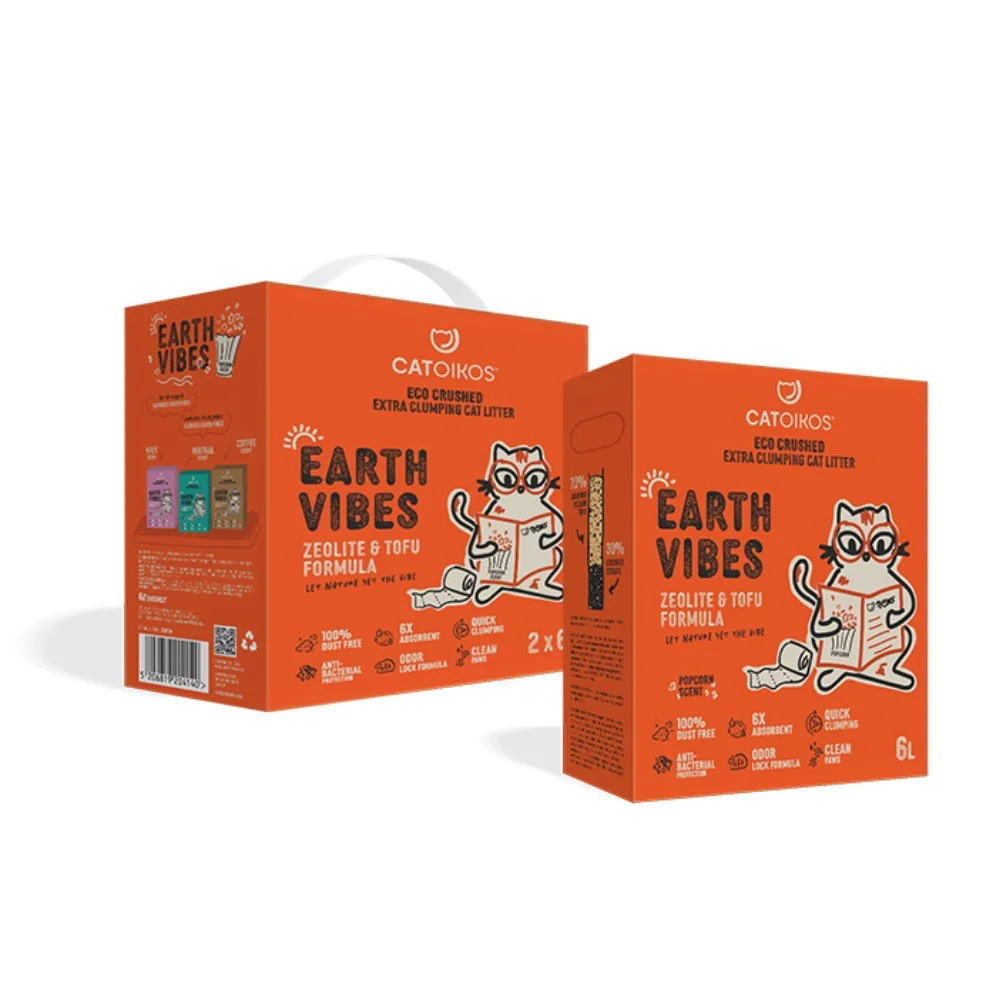 Φωτογραφία προϊόντος: Αμμος Γάτας Catoikos Earth Vibes Tofu + Zeolite Popcorn Scent 12lt