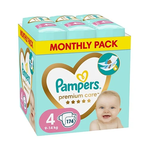 Φωτογραφία προϊόντος: PAMPERS Πάνες Premium Care Monthly Pack No4 (9-14kg) 174τμχ.