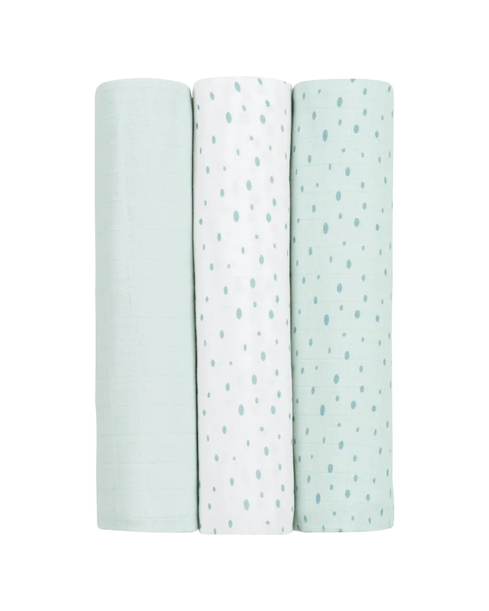Φωτογραφία προϊόντος: Kikka Boo - Muslin swaddle set 3 pcs 80x80 cm Dots Blue - 31103010073