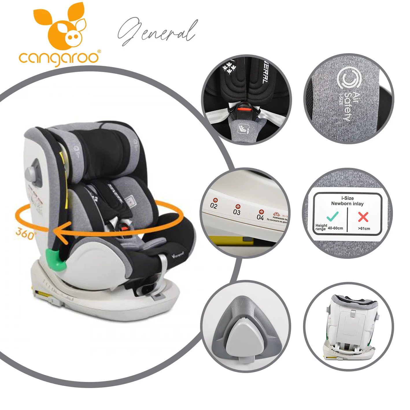 Φωτογραφία προϊόντος: CANGAROO - Car seat General grey - 3801005150243
