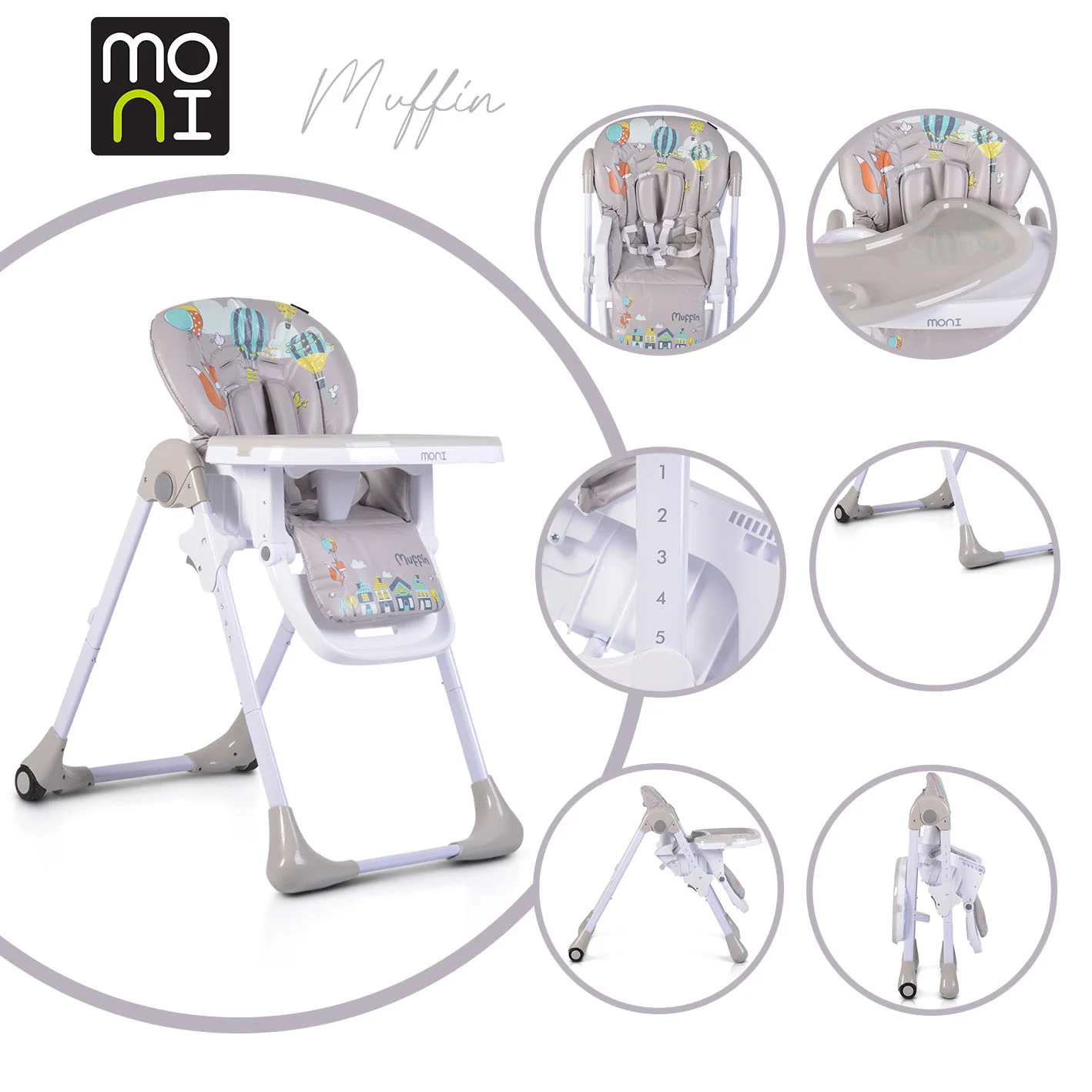 Φωτογραφία προϊόντος: MONI - High chair Muffin grey - 3801005150687