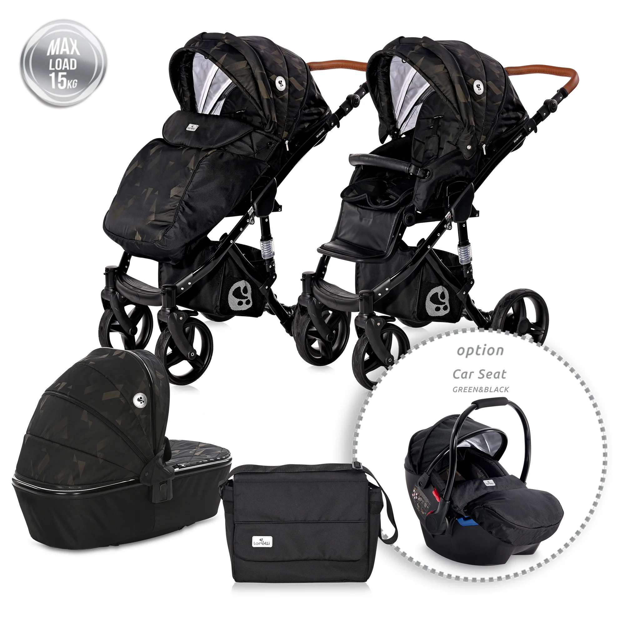 Φωτογραφία προϊόντος: LORELLI - BABY STROLLER RIMINI + BAG FOREST GREEN + BLACK - 10021052162