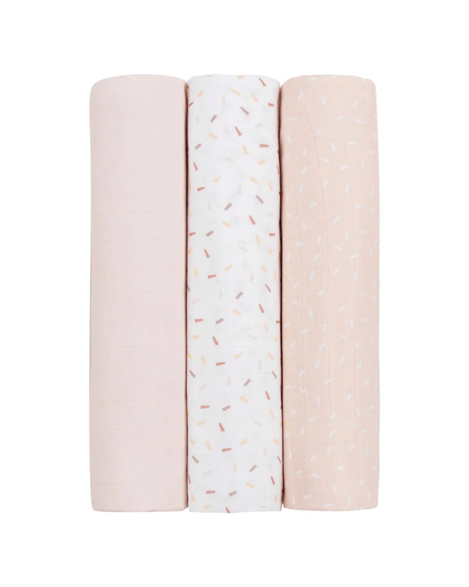 Φωτογραφία προϊόντος: Kikka Boo - Muslin Swaddle Set 3 τεμάχια 100x100 cm Confetti Pink