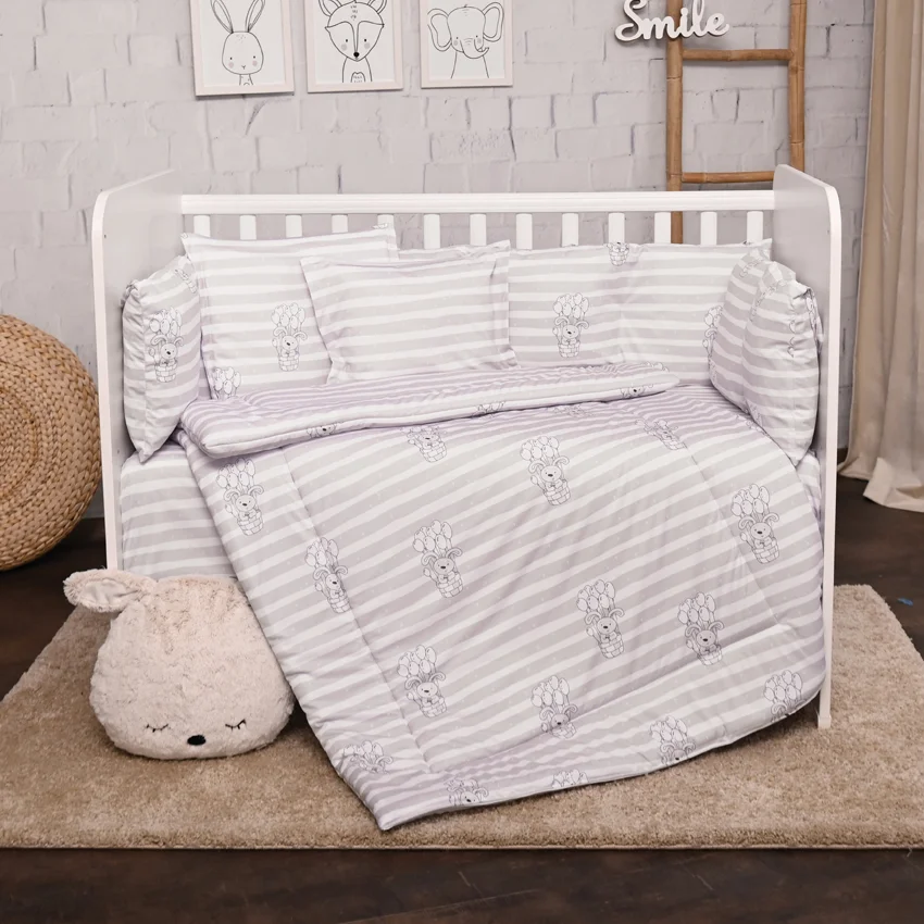 Φωτογραφία προϊόντος: LORELLI - SET LILY 60/120 RANFORCE GREY STRIPED - 20800145401