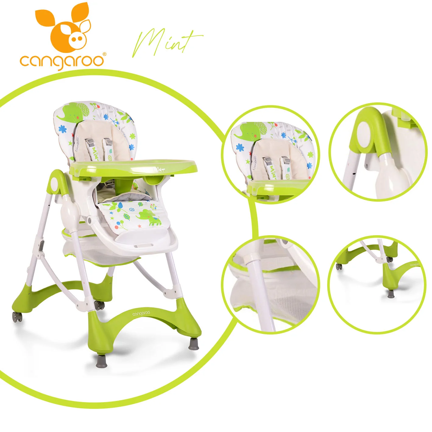 Φωτογραφία προϊόντος: CANGAROO - High chair Mint green color - 3800146238056