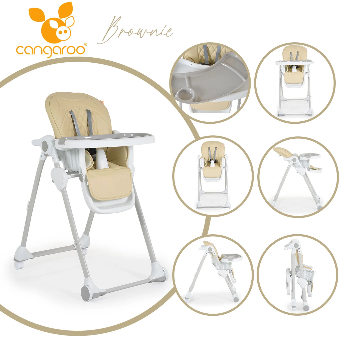 Φωτογραφία προϊόντος: CANGAROO - High chair Brownie beige - 3801005151066