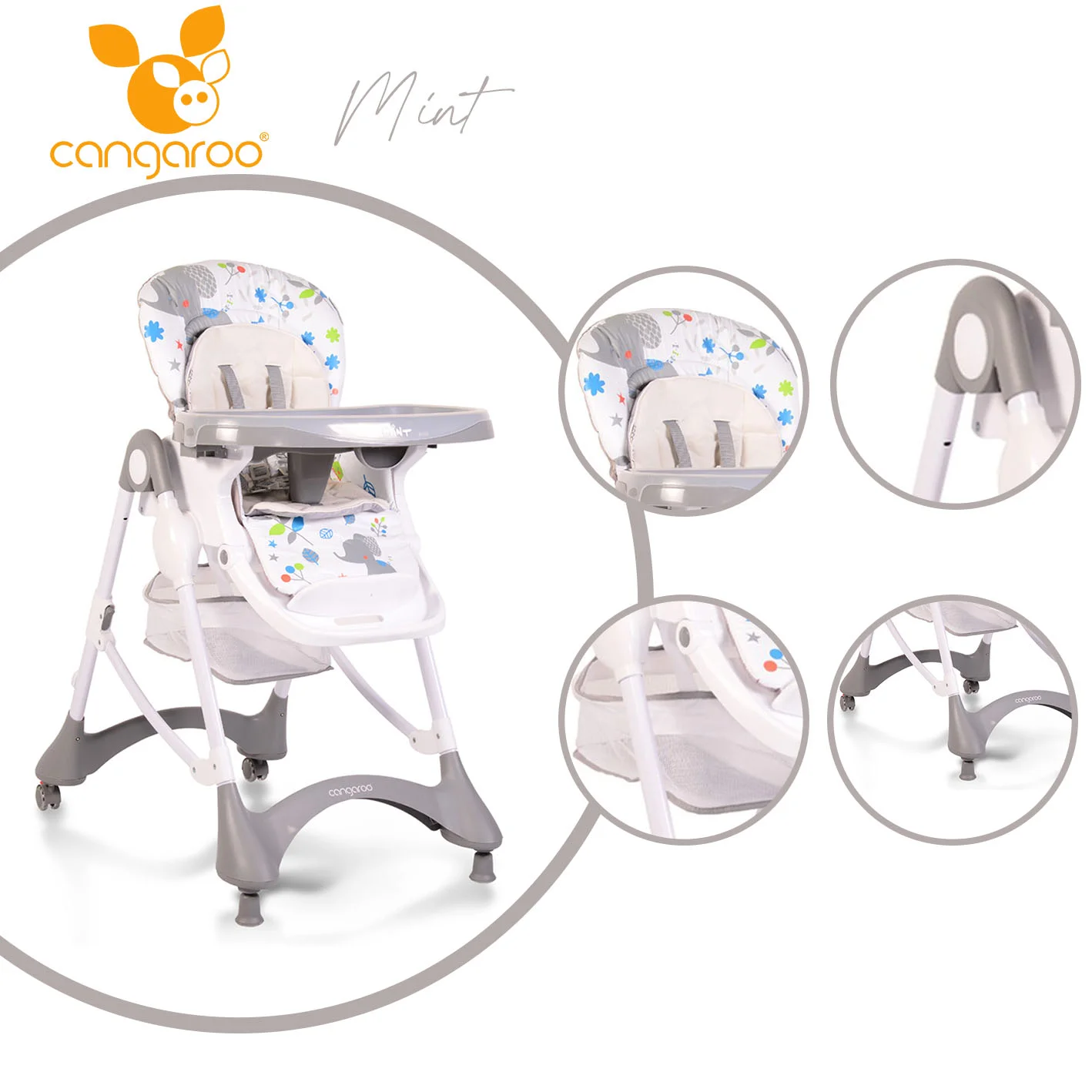 Φωτογραφία προϊόντος: CANGAROO - High chair Mint grey color - 3800146238070