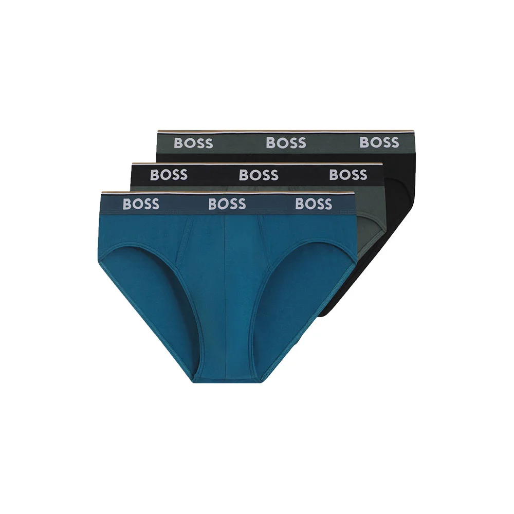 Φωτογραφία προϊόντος: Ανδρικό Slip Cotton Stretch 3pack BOSS 50531681_962 Γκρι Μαύρο Μπλε