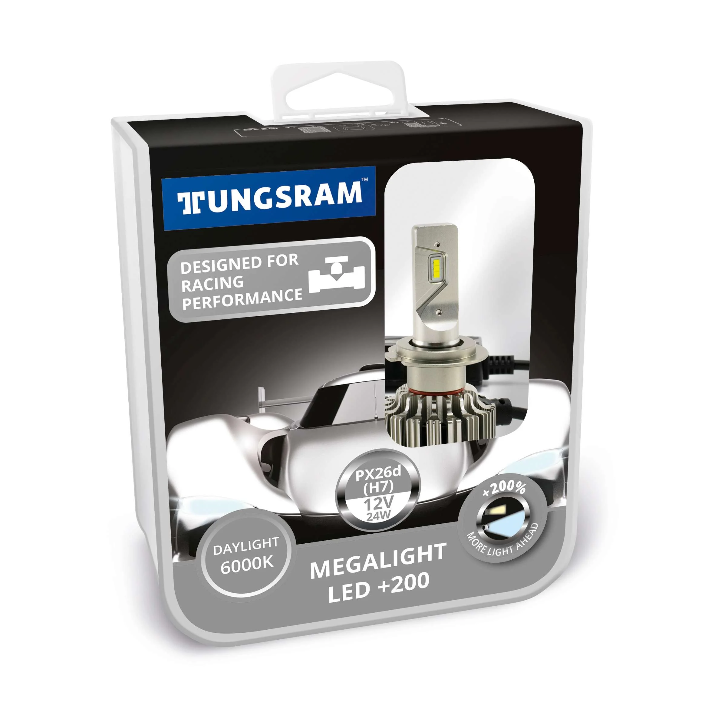 Φωτογραφία προϊόντος: TUNGSRAM H7 (PX26d) 6000K 24W Megalight LED +200% ΠΕΡΙΣΣΟΤΕΡΟ ΦΩΣ (60450-PB2) 2τμχ