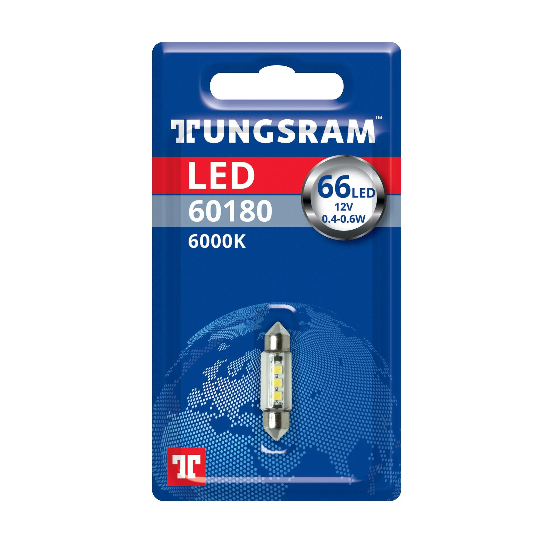 Φωτογραφία προϊόντος: TUNGSRAM LED C5W 12V 0,5W SV8,5-8 38mm 6000K White (60180) 1τμχ