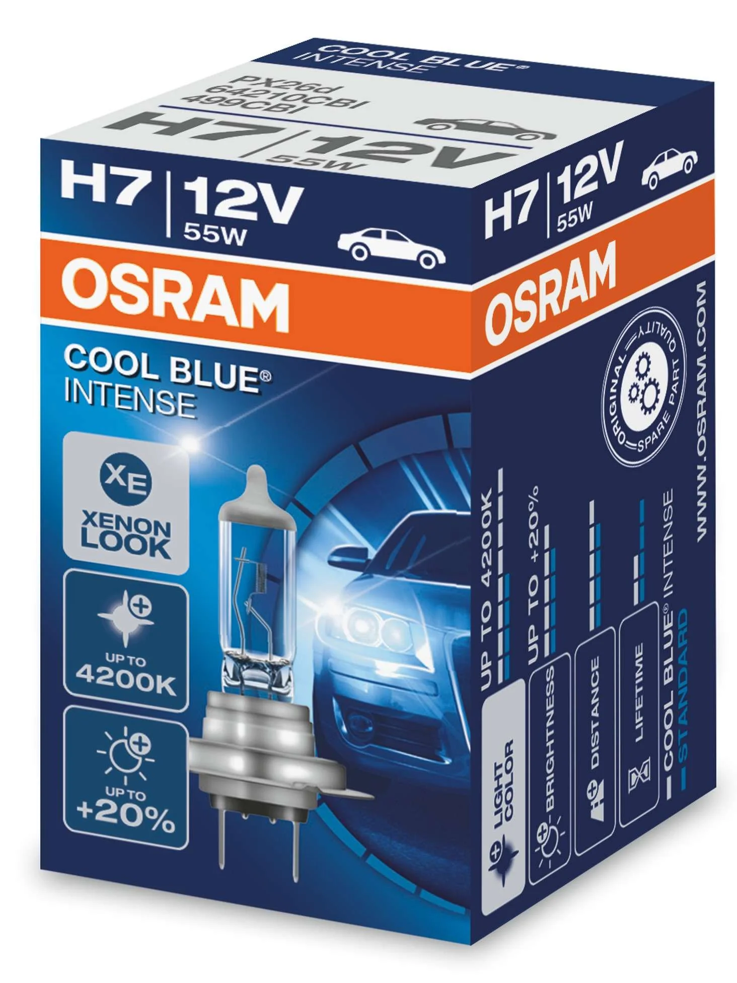 Φωτογραφία προϊόντος: OSRAM H7 12V 55W PX26d COOL BLUE© INTENSE (64210CBI) 1τμχ