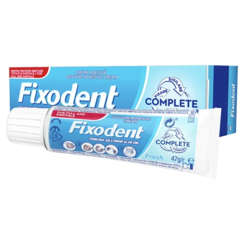 Φωτογραφία προϊόντος: Fixodent Complete Fresh Στερεωτική Κρέμα Τεχνητής Οδοντοστοιχίας Με Γεύση Μέντας 47gr