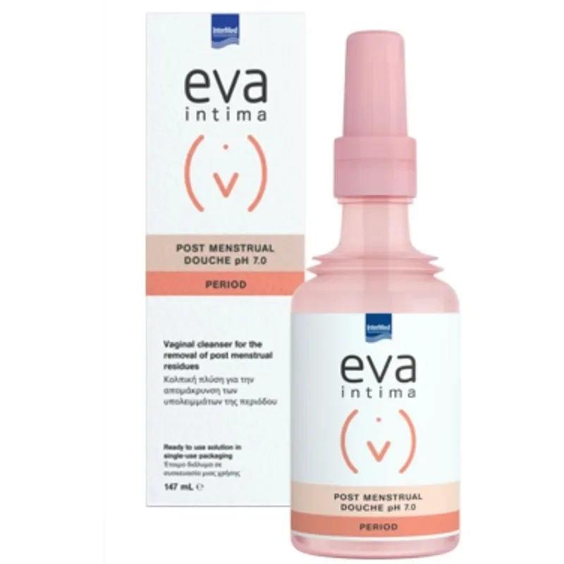 Φωτογραφία προϊόντος: Intermed Eva Intima Post Menstrual Douche pH7.0 Period Κολπική Πλύση Για Την Απομάκρυνση Των Υπολειμμάτων Της Περιόδου 147ml
