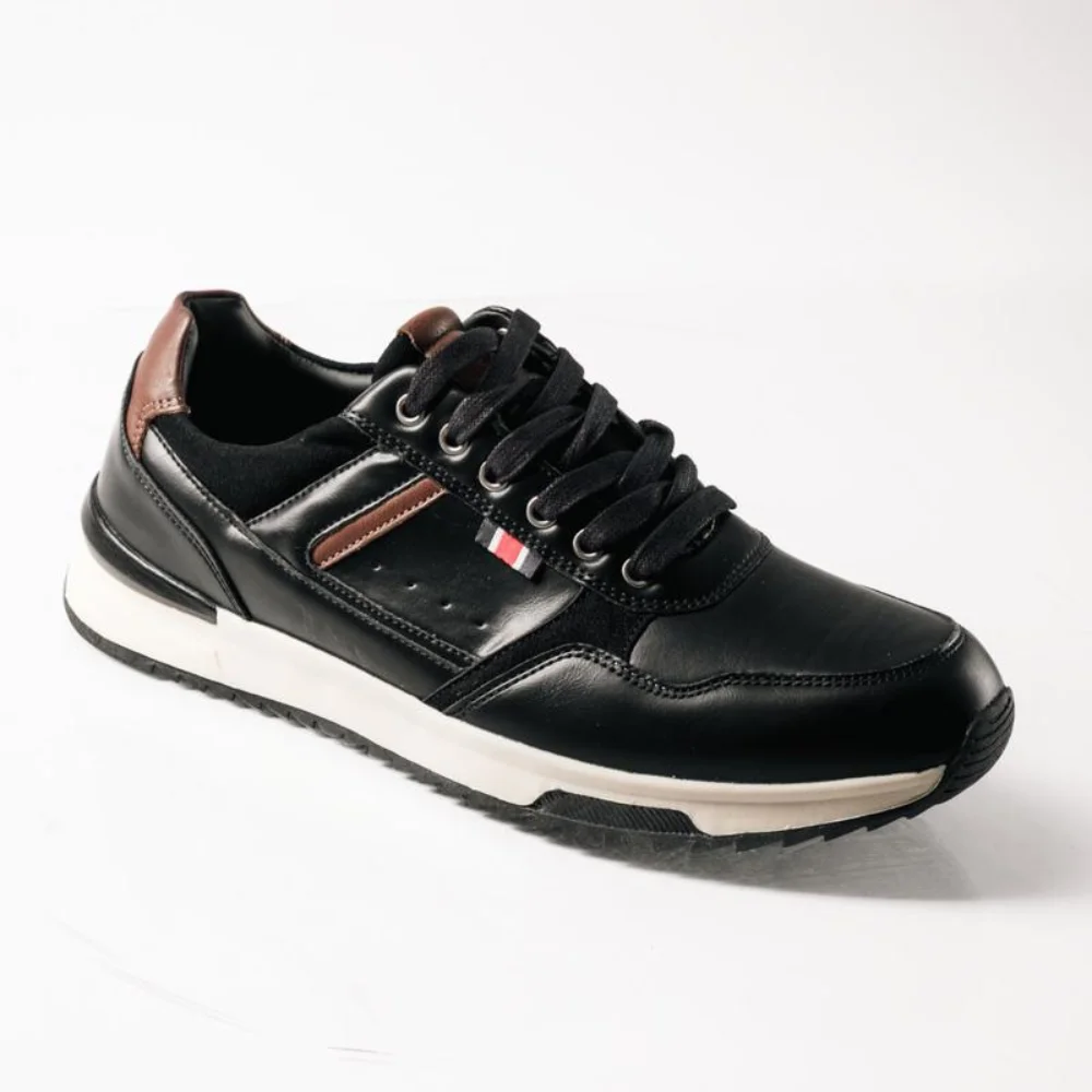 Φωτογραφία προϊόντος: Ανδρικά Sneakers με καφέ λεπτομέρειες Y-25231 Μαύρο