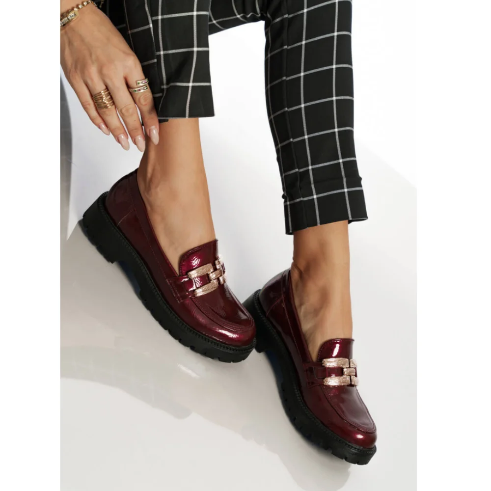 Φωτογραφία προϊόντος: Λουστρίνι Loafers με χρυσή αγκράφα 2506 Μπορντό