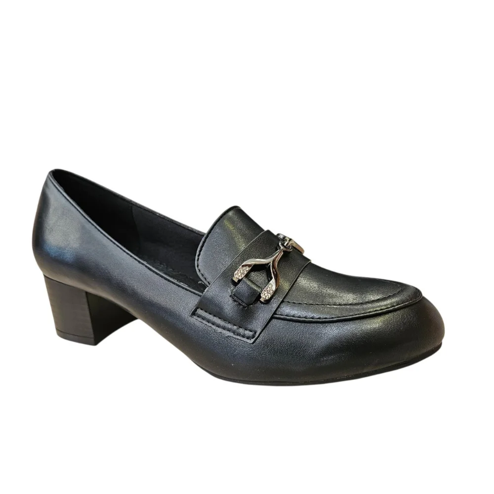Φωτογραφία προϊόντος: Loafers με χαμηλό τακούνι + αγκράφα JSZ-129 Μαύρο