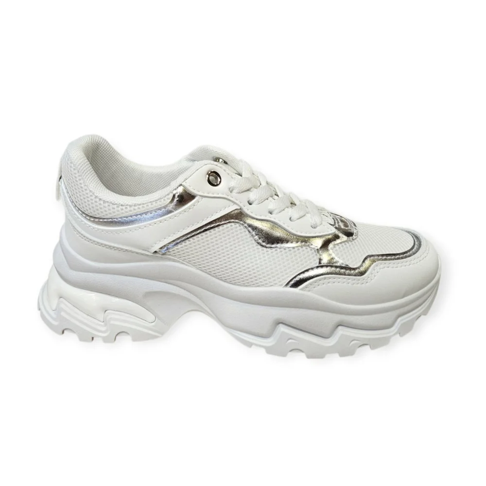 Φωτογραφία προϊόντος: Chunky sneakers με ασημί λεπτομέρειες LY831 Λευκό