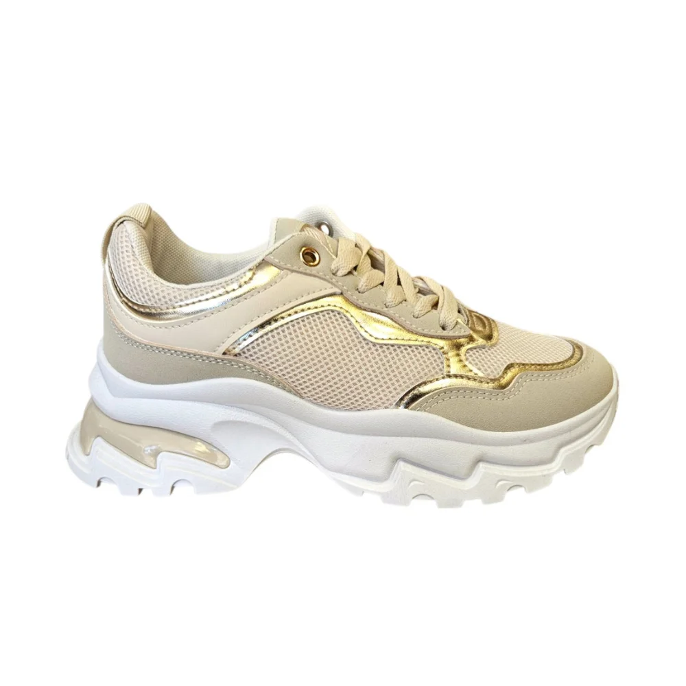 Φωτογραφία προϊόντος: Chunky sneakers με χρυσές λεπτομέρειες LY831 Μπεζ