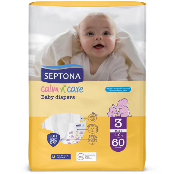 Φωτογραφία προϊόντος: Septona Calm n' Care Πάνες με Αυτοκόλλητο No. 3 για 4-9kg 60τμχ