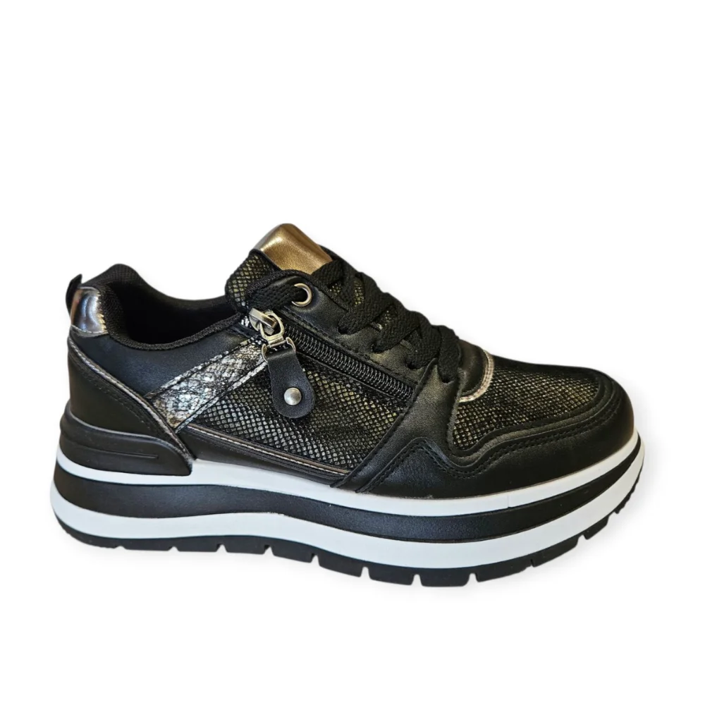 Φωτογραφία προϊόντος: Sneakers flatform με snake print 21-Q118 Μαύρο