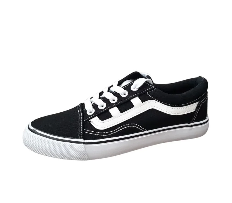 Φωτογραφία προϊόντος: Πάνινα sneakers με λευκή γραμμή Β825 Μαύρο