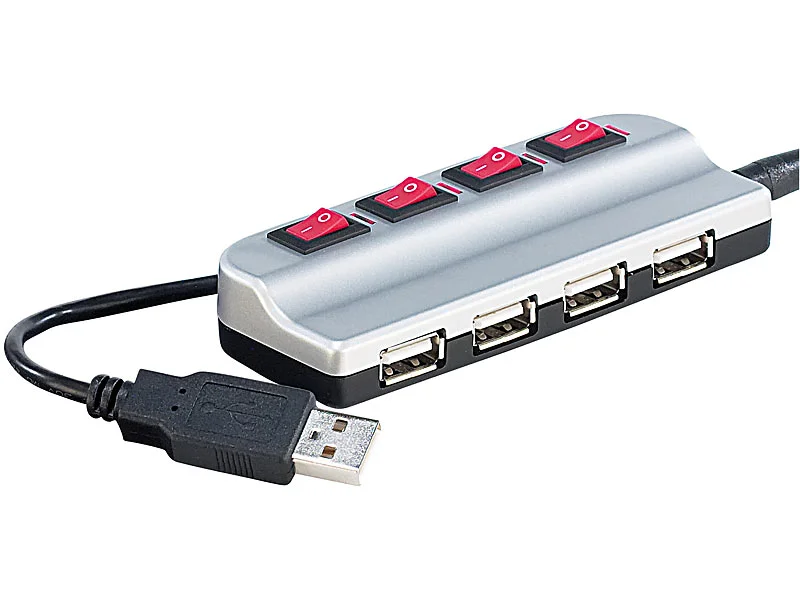 Φωτογραφία προϊόντος: Xystec Hub USB 2.0 4θύρες με διακόπτες on/off ανά usb