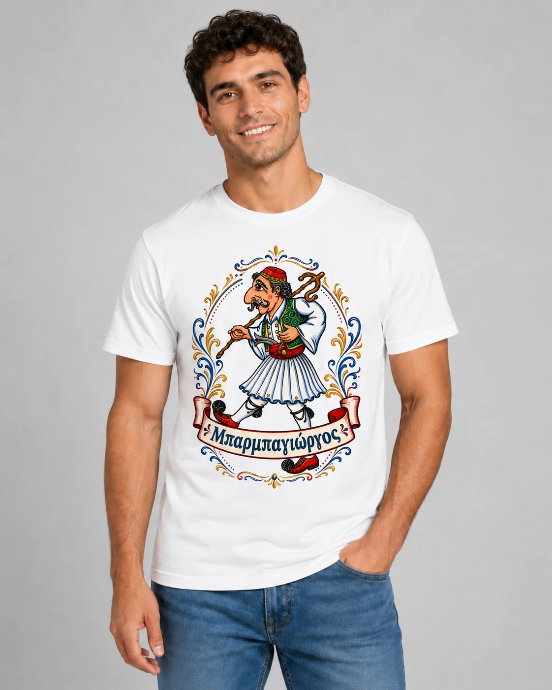 Φωτογραφία προϊόντος: Ανδρικό T-Shirt Καραγκιόζης - Μπαρμπαγιώργος 1