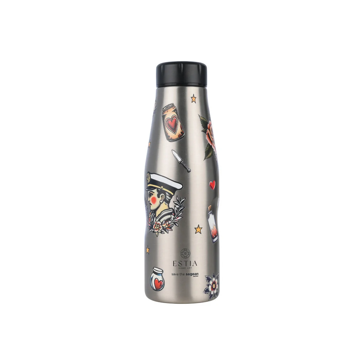 Φωτογραφία προϊόντος: Θερμός Travel Flask Save The Aegean 500ml Old School Ink
