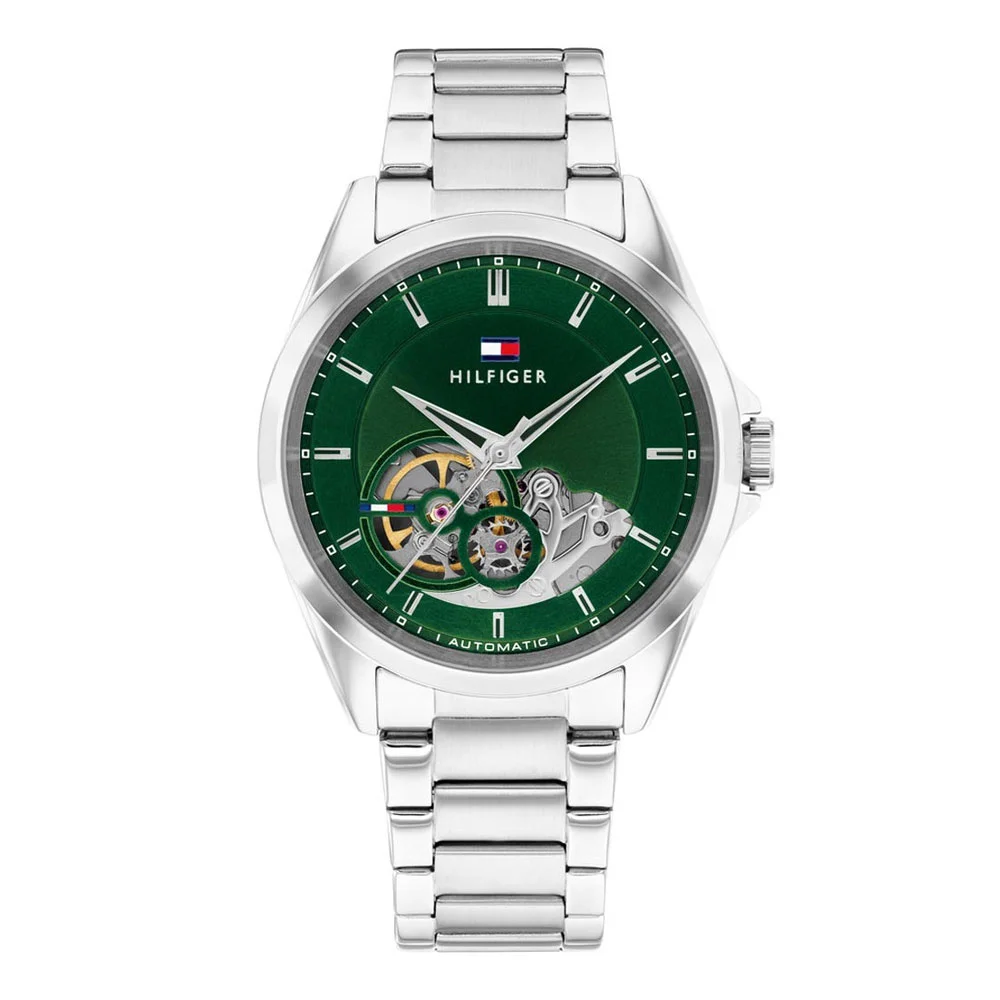 Φωτογραφία προϊόντος: TOMMY HILFIGER Baker Automatic Green Dial Silver Stainless Steel Bracelet 1710717