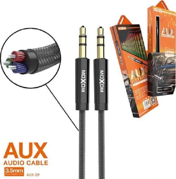 Φωτογραφία προϊόντος: OEM Moxom Καλώδιο 3.5mm male - 3.5mm male Μαύρο 1m (AUX-09)