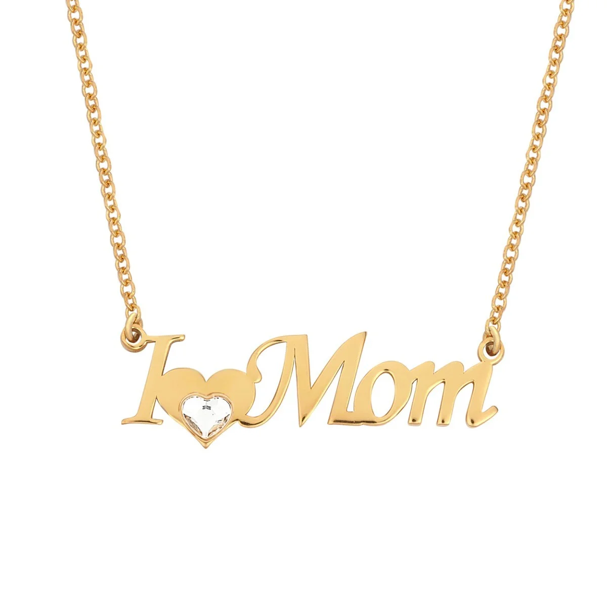 Φωτογραφία προϊόντος: Ασημένιο Κολιέ ( I Love Mom ) σε Χρύσωμα Κ18 και πέτρα P.Q. CRYSTALS / AK-11797G1