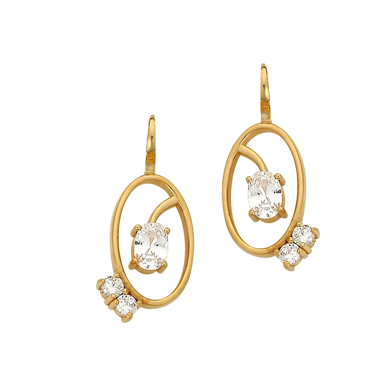 Φωτογραφία προϊόντος: Ασημένια 925 σκουλαρίκια με λευκές πέτρες ζιργκόν και χρύσωμα Κ18, της εταιρείας GREGIO SK-GRE54042G1