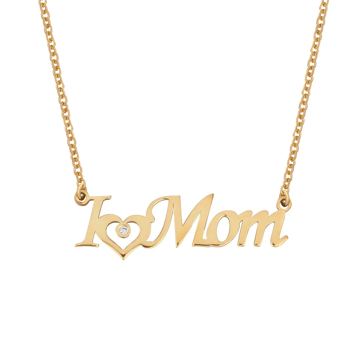 Φωτογραφία προϊόντος: Ασημένιο Κολιέ ( I Love Mom ) σε Χρύσωμα Κ18 και πέτρα P.Q. CRYSTALS / AK-11796G1