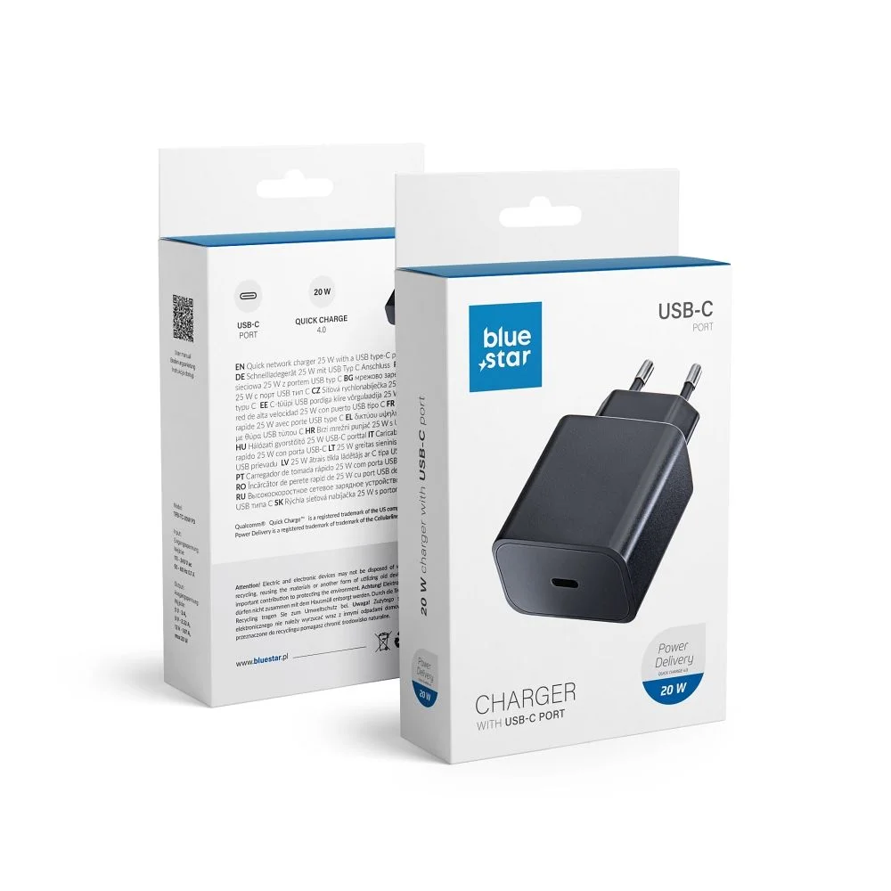Φωτογραφία προϊόντος: Universal Travel Charger Blue Star with USB C socket - 3A 20W with PD and QC 4.0 function