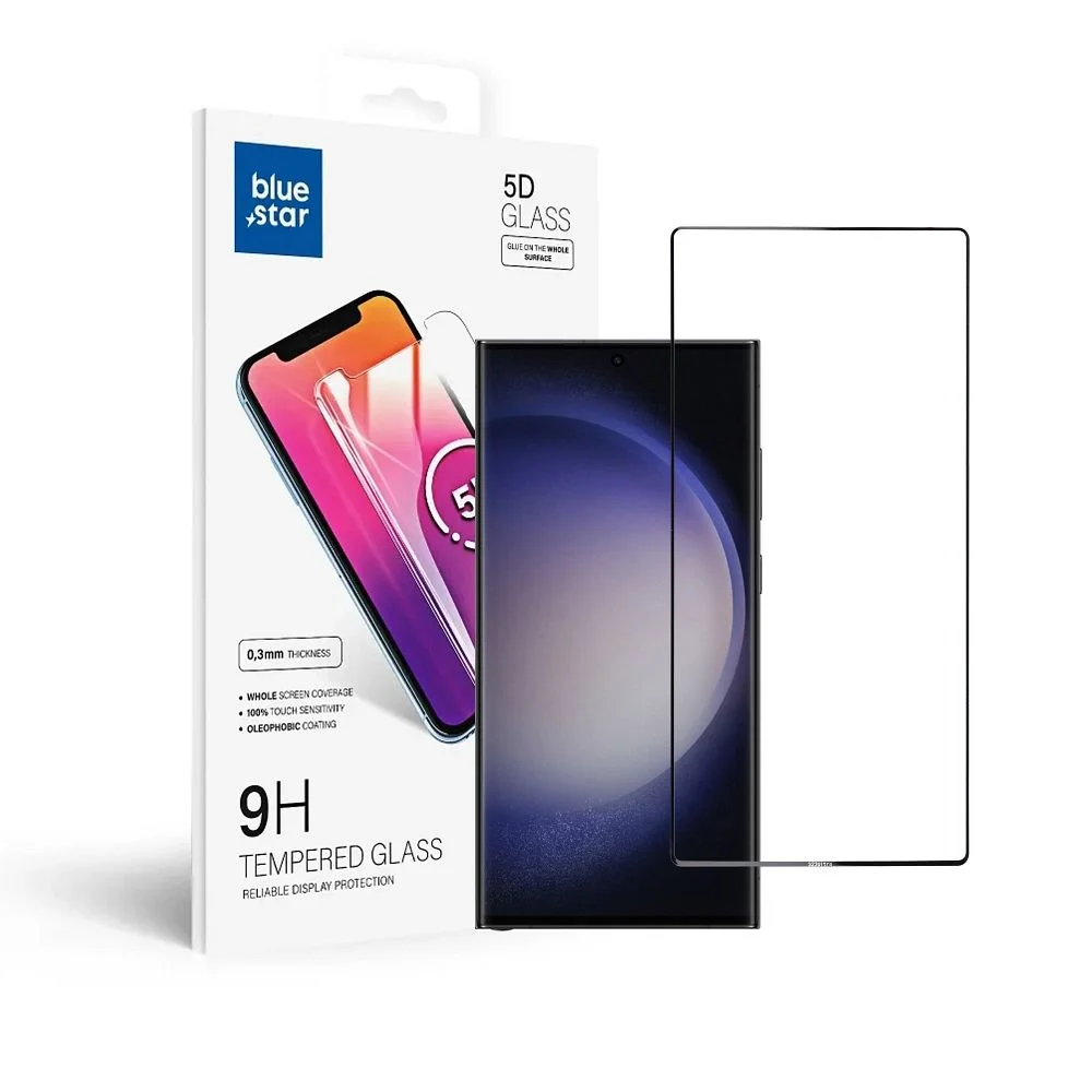 Φωτογραφία προϊόντος: . Tempered Glass Blue Star - Samsung Galaxy S23 Ultra Full Face (full glue/small size) - black Tempered Glass Blue Star