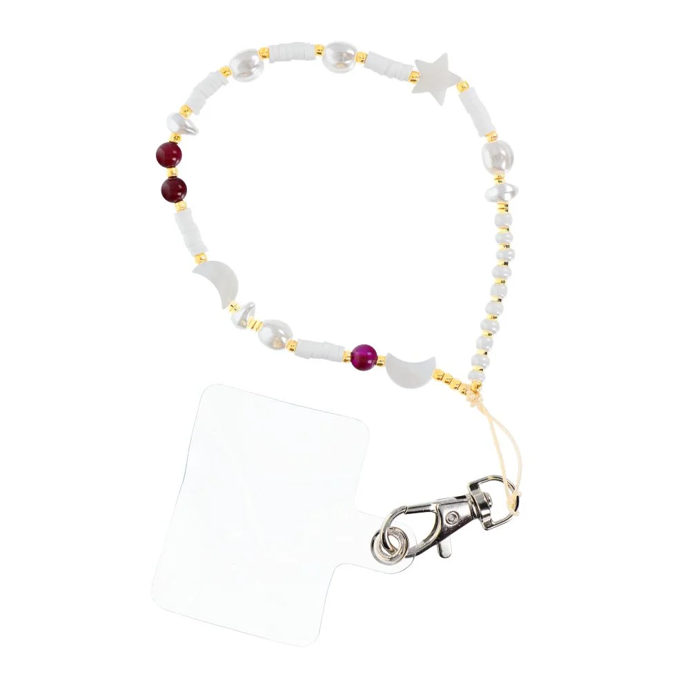 Φωτογραφία προϊόντος: . SHELLS pendant for the phone / cord length 44cm (22cm in the loop) / on hand - white and purple