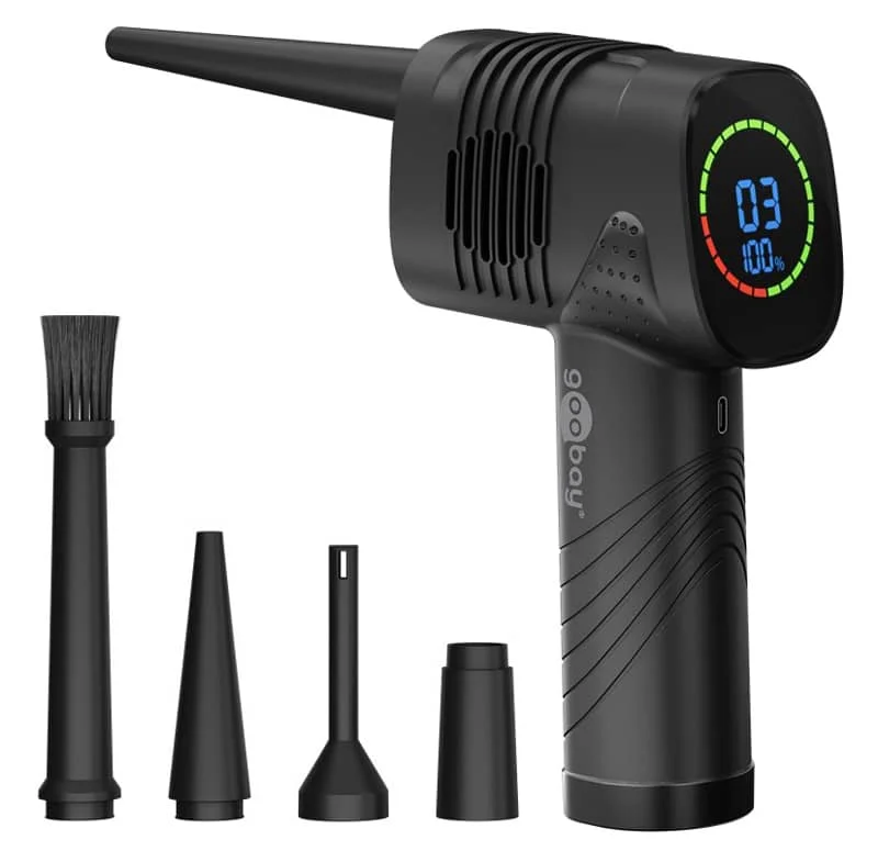 Φωτογραφία προϊόντος: GOOBAY ηλεκτρικό air duster 61667, LED οθόνη, 46.8W, 2000mAh, μαύρο