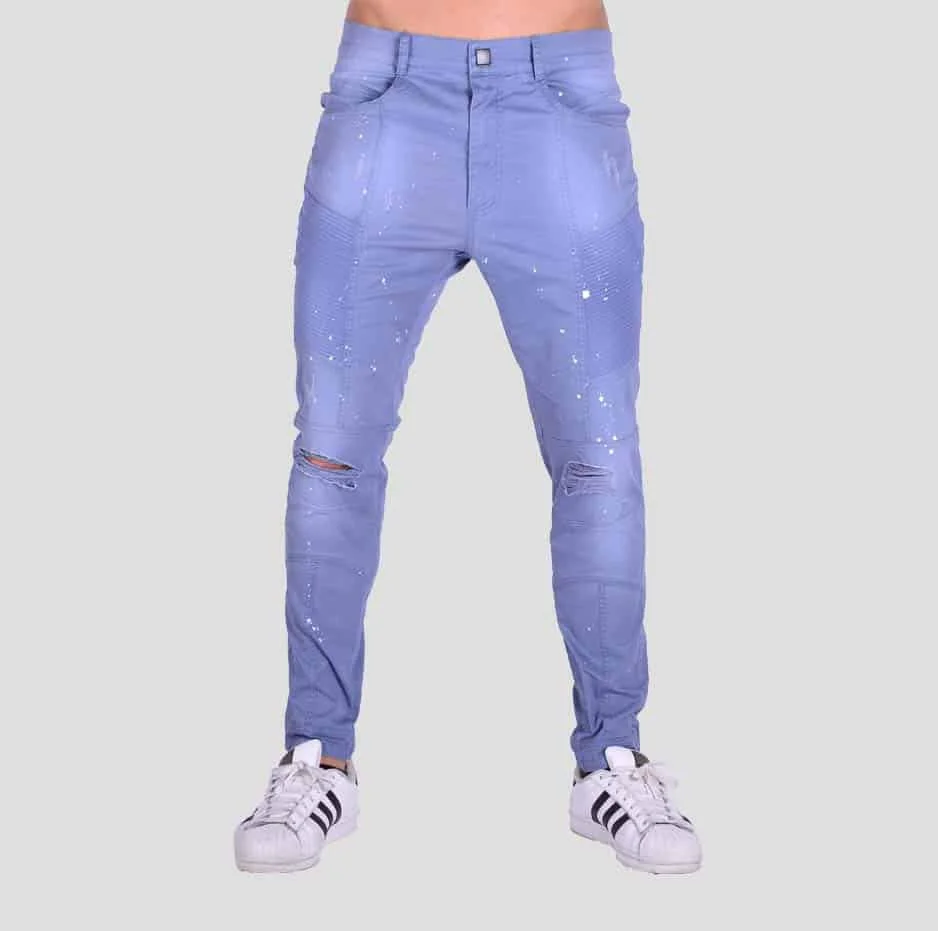 Φωτογραφία προϊόντος: Blue pleated pants with paint splashes