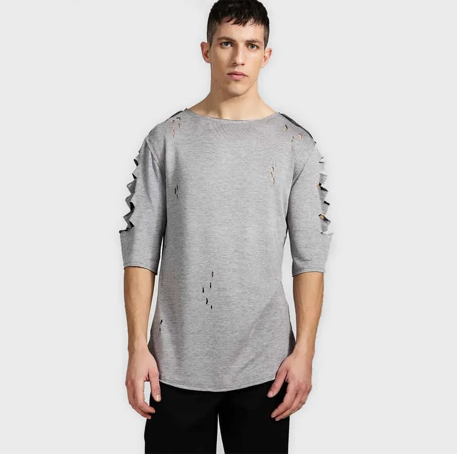 Φωτογραφία προϊόντος: Salmon/Melanze T-shirt with lazer cuts on shoulders