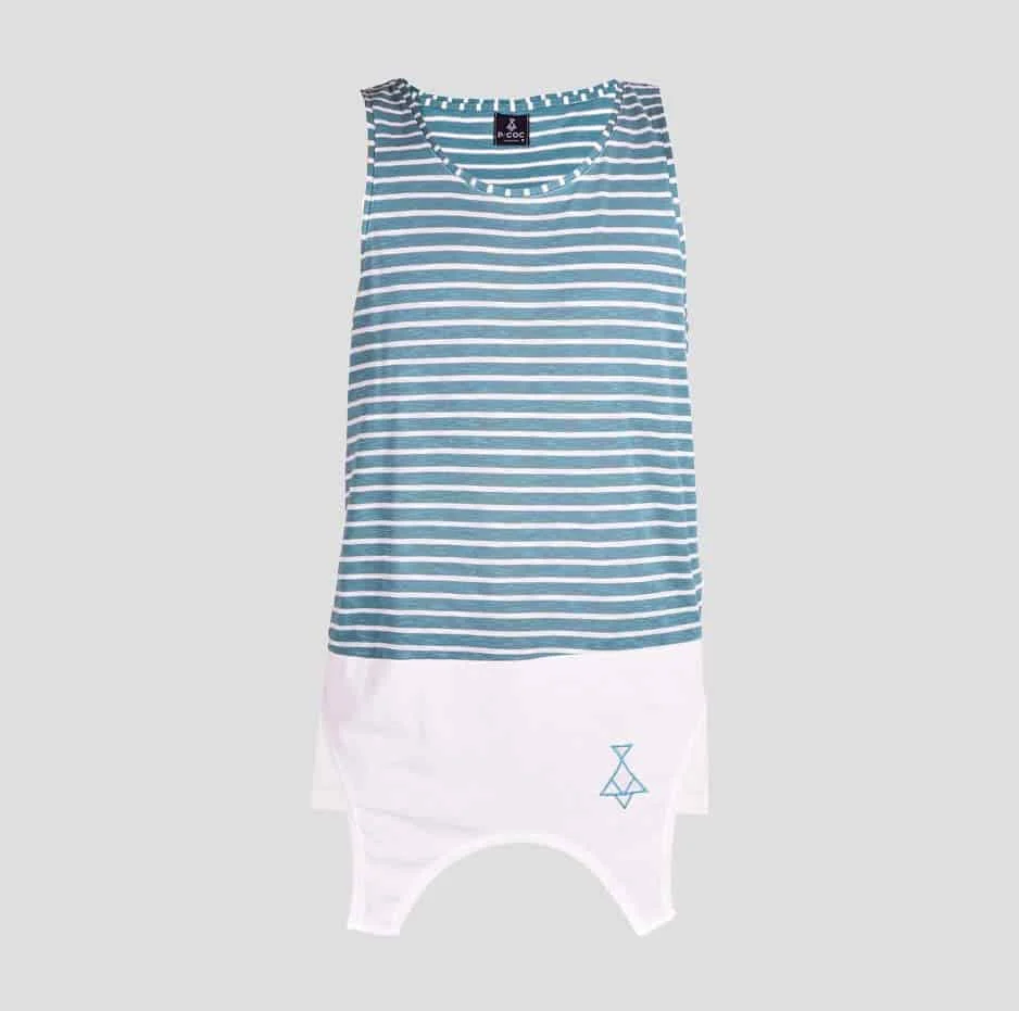 Φωτογραφία προϊόντος: Green double fabric sleeveless t-shirt with stripes