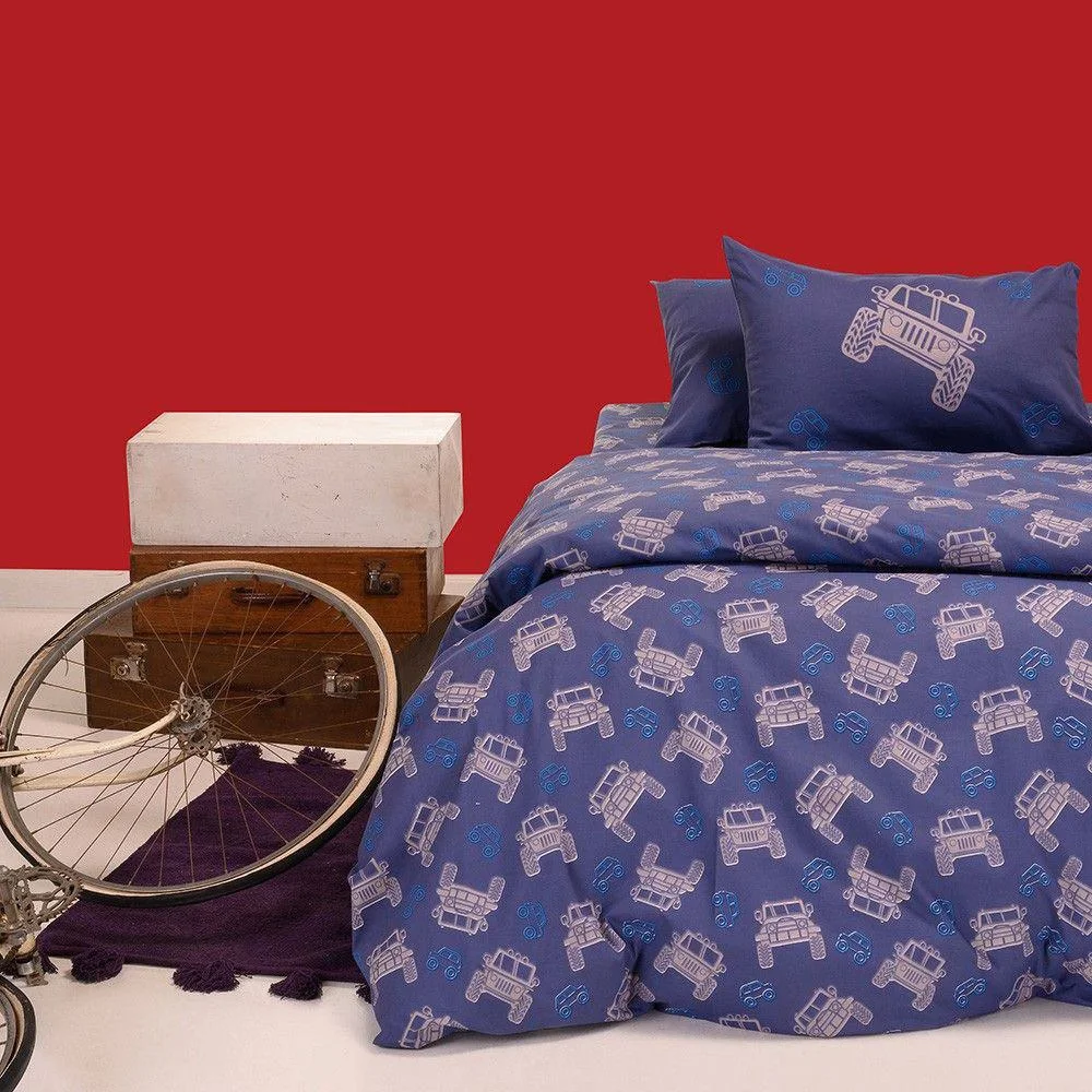Φωτογραφία προϊόντος: Melinen Home Σετ Σεντόνια Μονό Trucks Blue Kids Line