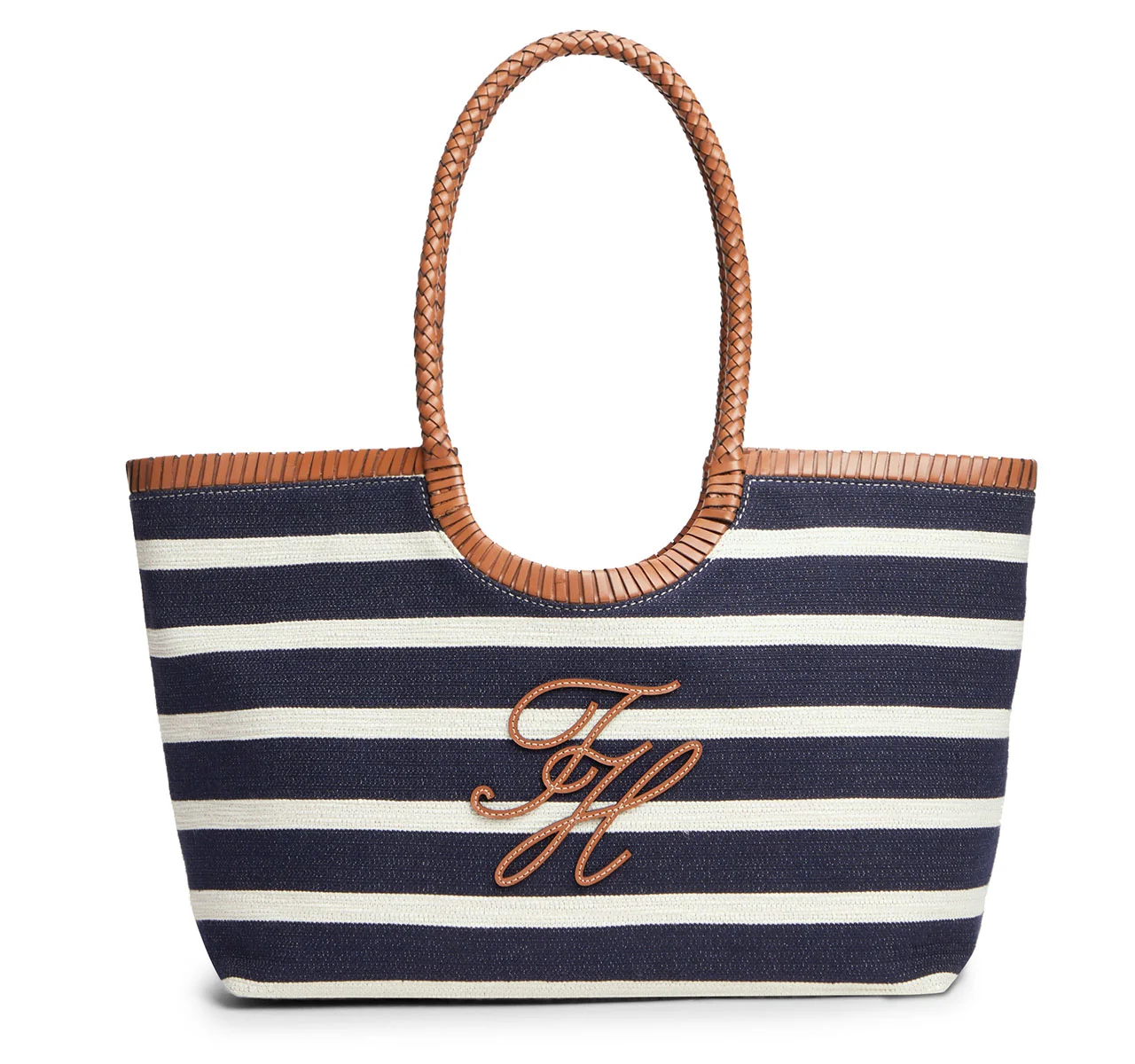 Φωτογραφία προϊόντος: ΓΥΝΑΙΚΕΙΑ ΤΣΑΝΤΑ TOTE TOMMY HILFIGER BLU/COGNAC STRIPE ELEV SUMMER TOTE AW0AW18400-0GY