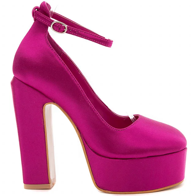 Φωτογραφία προϊόντος: Γυναίκεια γόβα ideal shoes 6861 φούξια σατεν/τεχνοδερμα