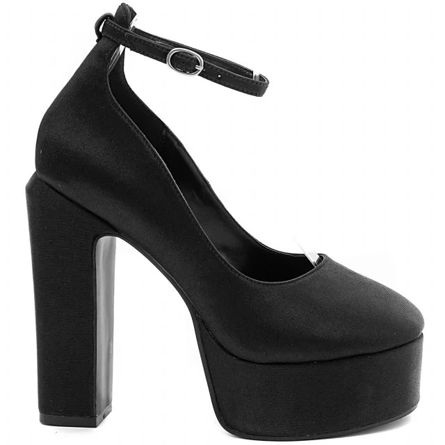 Φωτογραφία προϊόντος: Γυναίκεια γόβα ideal shoes 6861 μαύρο σατέν/τεχνοδερμα