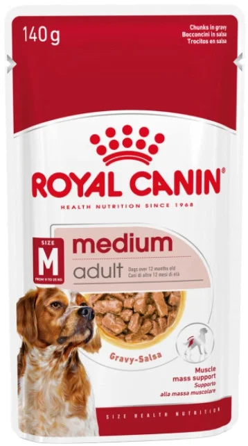 Φωτογραφία προϊόντος: Royal Canin Πλήρης τροφή για ενήλικους σκύλους μεσαίων φυλών 11 έως 25 κιλά από 12 μηνών έως 7 ετών 140g ROYAL CANIN (9003579008362)