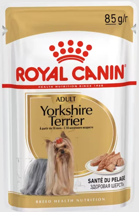 Φωτογραφία προϊόντος: Royal Canin Πλήρης τροφή για ενήλικες και ώριμους σκύλους Yorkshire Terrier - Άνω των 10 μηνών - 85g ROYAL CANIN (9003579001431)