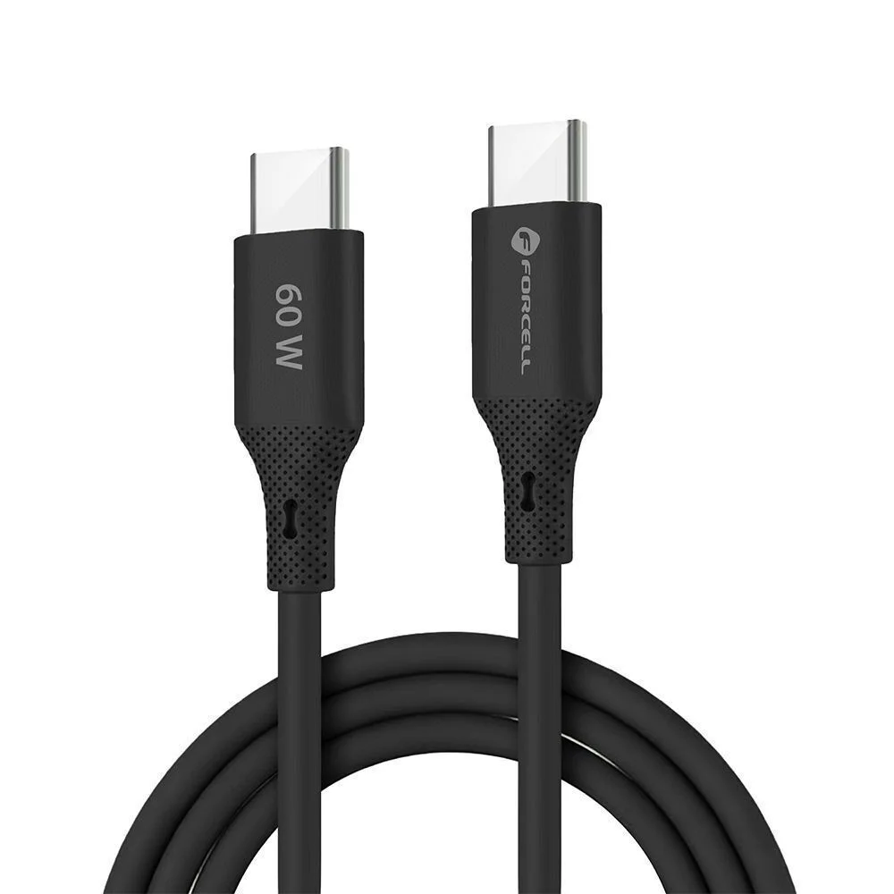 Φωτογραφία προϊόντος: FORCELL F-ENERGY C344 cable Type C to Type C QC4.0 PD 3A 60W Silicone 1 m black